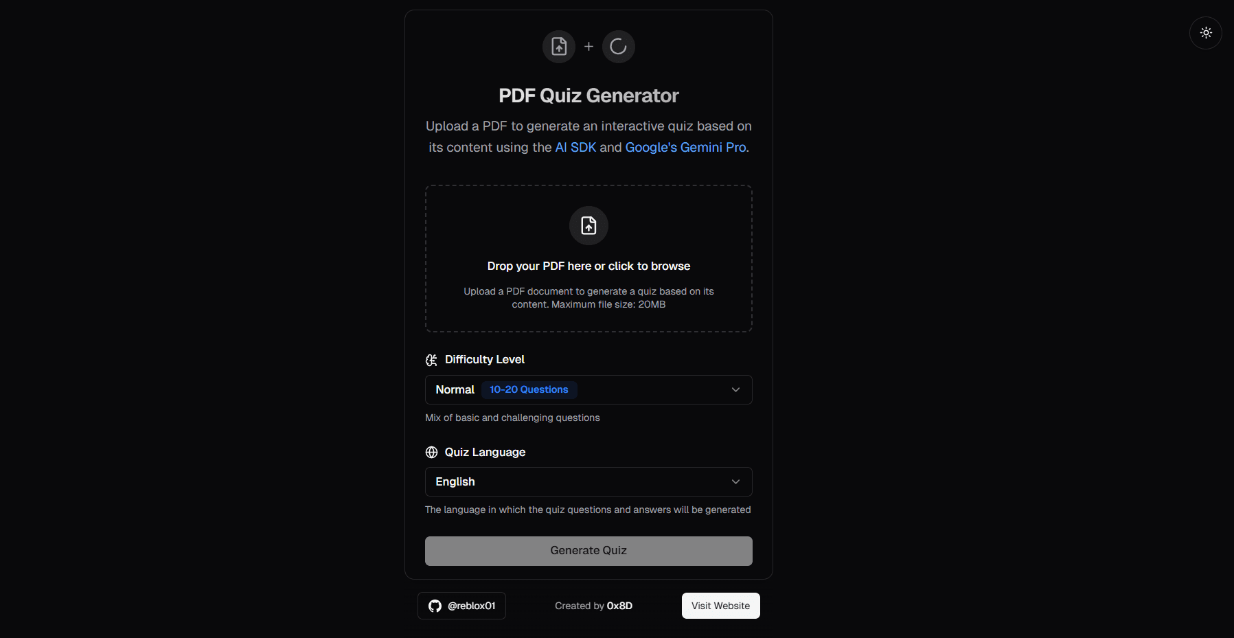 PDF2Quiz - AI Quiz Generator